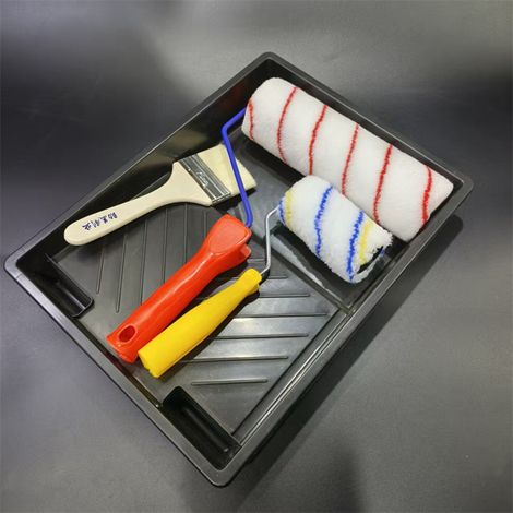 Kit de peinture mural, rouleaux à peinture + bac à peinture + pinceau, outils de bricolage pour enduire les murs (1/3)