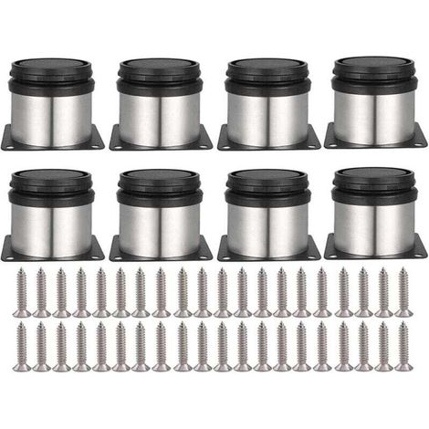 YMYNY 8pcs Adjustable Furniture Legs Screws Included Round Metal Stainless Steel Cabinet Legs Table Feet Cupboard Foot Height Adjustable for Sofa Table Cabinets Shelves 50mm (1/4)