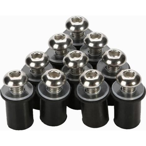 10 pièces Boulon Écrou, Vis Moto Pare-brise avec Clé Allen, Accessoire Déco Moto Argent