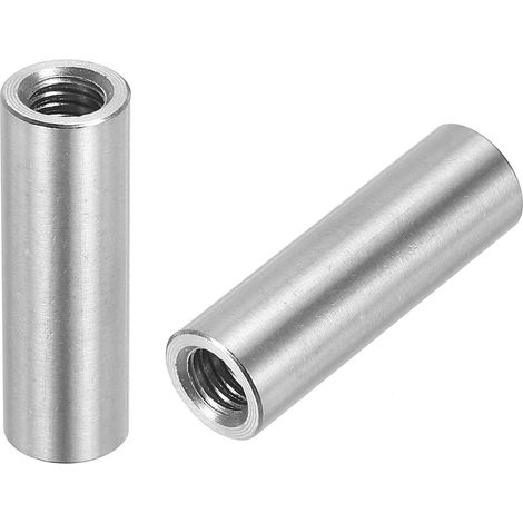 10Pcs Écrous de Raccordement Ronds M5, en Acier Inoxydable 304, Écrou de Tige de Manchon de 25 mm/1" de Longueur pour Support, M5x25x8mm (1/5)