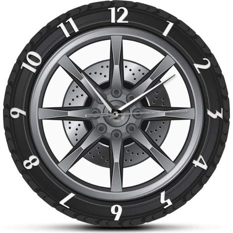 Wanduhr Auto Service Reparatur Garage Reifen Rad Auto Wanduhr UHR Retro Colodes Geschenk Mechanisch Ideal für Autowerkstatt (1/5)
