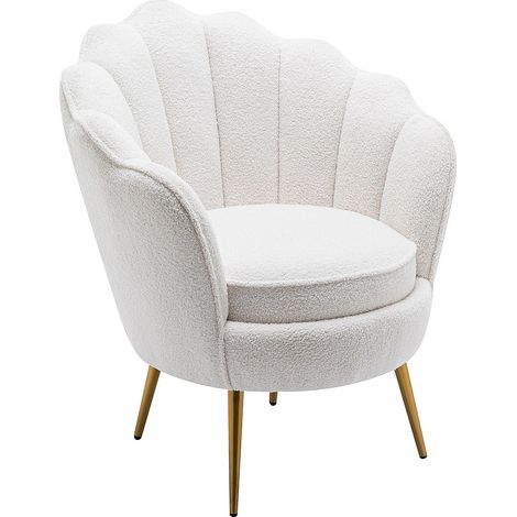 Poltrona conchiglia in Tessuto bouclette Bianco - LALEA