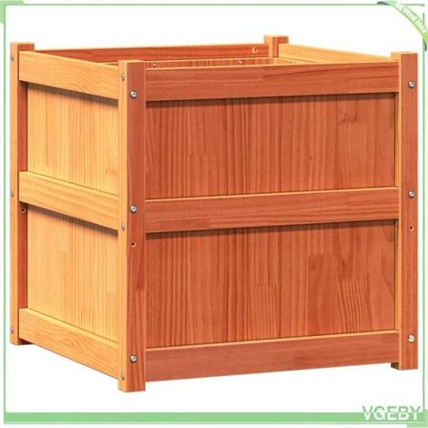 Jardinière en bois - FAFEICY - 837428 - cire marron - pin massif - 60x60x60 cm (1/5)