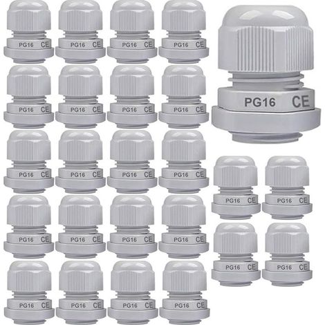 25pcs PG16 Presse-étoupe, Joint de Presse-étoupe en Plastique étanche IP68 Réglable 8.5-14 mm avec Joints en Caoutchouc, Connecteur de Fil M22 1.5, Protecteur de Fil (Blanc) (1/5)