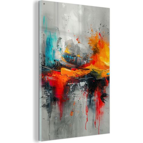 TABLEAU EN PLEXIGLAS Art moderne - Orange - Gris - Abstrait Tableau Moderne 60x90 (1/5)