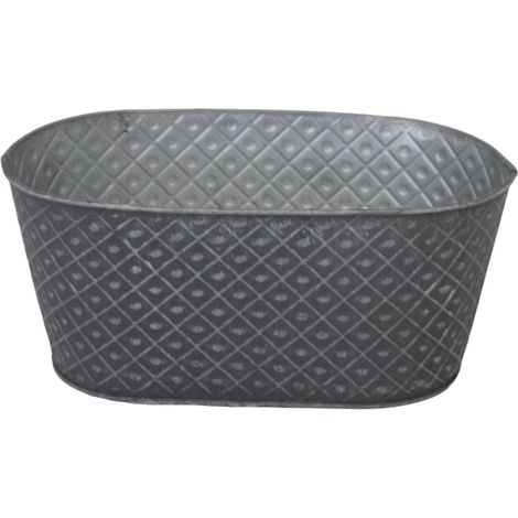 Pflanzgefäß Wanne L Zink 13  x 17 x 28 cm grau Blumentopf