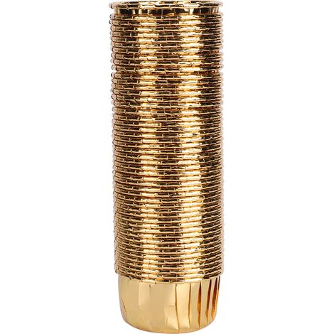 50 Pièces Gobelets Papier Frisés Double Face Résistants à la Chaleur pour Muffins et Pâtisseries (Doré) (1/5)