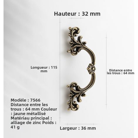 10er Set Retro-Schrankgriffen aus Zinklegierung, goldener und antiker silberner Hängekranz mit gravierten Mustern, Möbel- und Schubladenbeschläge, Lochabstand 64 mm-lsw