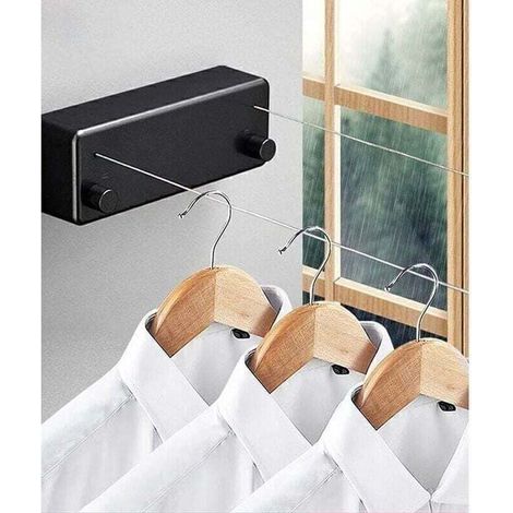 Corde à Linge RéTractable,Fil Linge Extensible RéGlable 4.2 m,Poteau Etendoir Linge Exterieur,Corde a Linge Exterieur ,pour IntéRieur D'HôTel,Salle De Bain, Balcon,Jardin, (1/4)