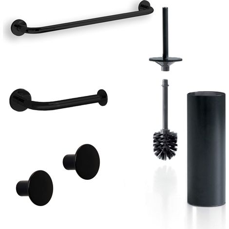 Inda - Wand-Badezimmer-Zubehör-Set One schwarz matt (Handtuchhalter 35 cm)