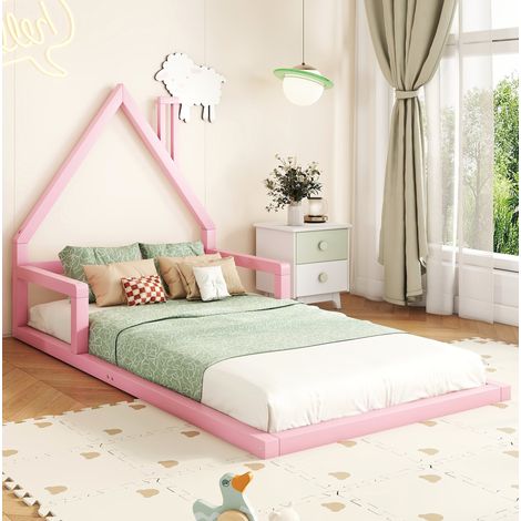 Letto bambino a casetta 90x200 in pino rosa DESVIAE (1/5)
