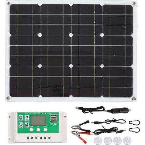 SJLERST Panneau solaire monocristallin 40W 18V avec contrôleur 100A, étanche IP65, haute efficacité pour Camping randonnée (1/5)
