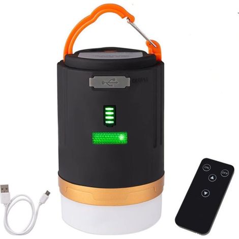 Lanterne portable rechargeable par USB pour tente de camping - Lanterne dextérieur à télécommande - Lanterne LED magnétique à intensité variable et étanche - Pour camping randonnée pêche (1/4)
