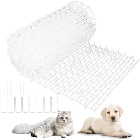 BUNTHAUS Grille d'épines contre les chats  30 x 200 cm  En plastique  Avec 8 pointes  Blanc  Pour chiens, chats, animaux sauvages, intérieur et extérieur (1/5)