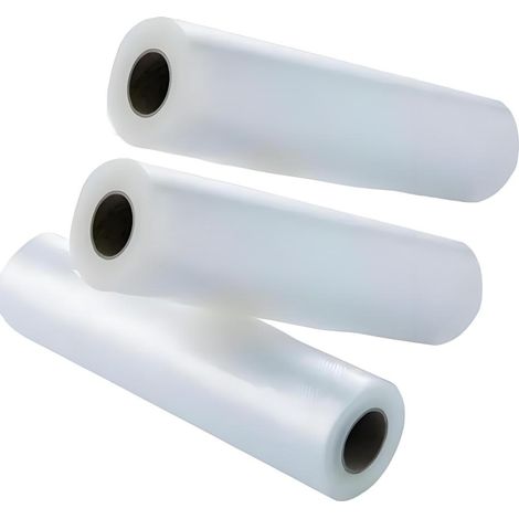 rollos de envasado al vacío, 28 cm x 5 m, film gofrado, conservación de alimentos, compatible con envasadoras domésticas, congelación y cocción. (1/5)