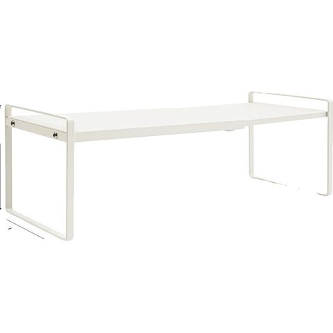 Ripiano estensibile per armadio, design regolabile, organizer multifunzionale, BIANCO (1/2)