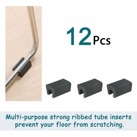 12pcs Patin Pied Chaise Tube Rond Embout Tube Pied Table Fauteuil Tampon Meuble Forme Rectangle Noir(Convient pour tube de 8mm) (1/4)