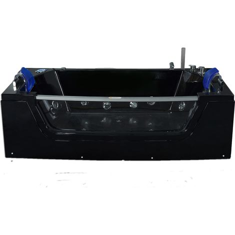 Baignoire hydromassage noir Chromothérapie 180 X 90 cm 14 jets – Cherry (1/5)