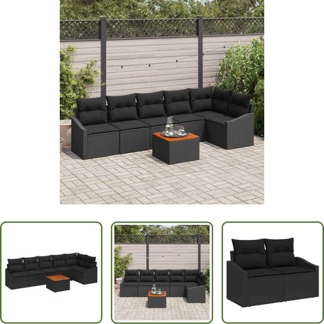 vidaXL Modulares Sofa - Gartensofa-set mit Speicher 7 pcs Schwarz Poly-Rattan (1/5)