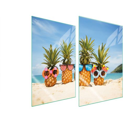 PIASTRA PROTETTIVA IN VETRO PER CUCINA 2x35x52 ANANAS (1/5)