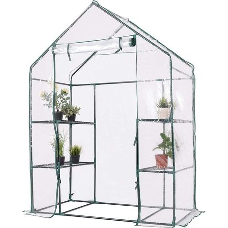 COSTWAY Serra da Giardino per Orto e Piante Inverno, Serra da Esterno con Telaio in Alluminio, Porta Avvolgibile e Telo Trasparente, Serra Robusta per Giardino e Balcone, 143 x 73 x 195 cm (1/5)