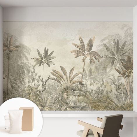 Papier peint décoratif avec colle pour salon, chambre à coucher et bureau – Design moderne et facile à poser Jungle tropicale 152x104 cm (1/5)