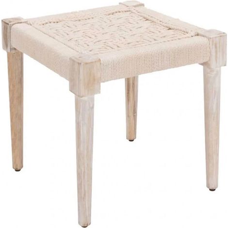 Tabouret en bois et corde blanc cassé - AGRA 7285 (1/3)