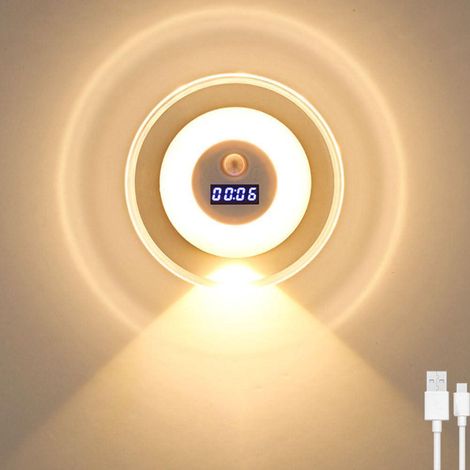 Lampe de chevet avec détecteur de mouvement, veilleuse rechargeable sans fil avec 3 températures de couleur à intensité variable pour couloirr, salon (1/5)