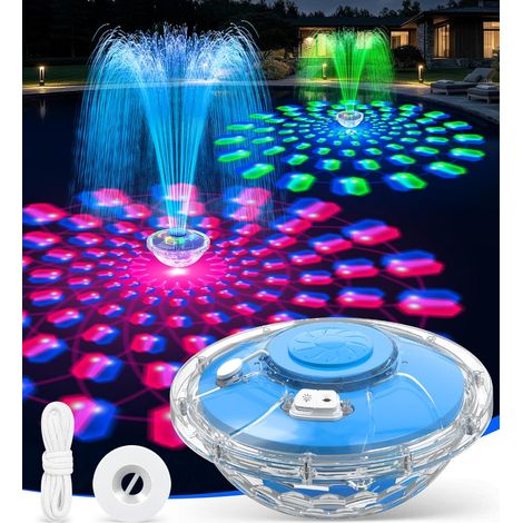 Fontaine Flottante Piscine avec Spectacle Lumineux, 8000mAh Fontaine pour Piscine avec Ancre, 2 Modes de Pulvérisation Fontaines de Piscines jet D'eau Jusqu'à 130cm,Fontaines Piscines Flottante (1/5)