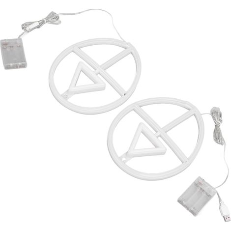Lumière néon LED créative style cyberpunk, lampe murale décorative pour fête, anniversaire, chambre d'enfant, alimentation USB ou piles, lot de 2 (rose+blanc, sans piles). (1/5)