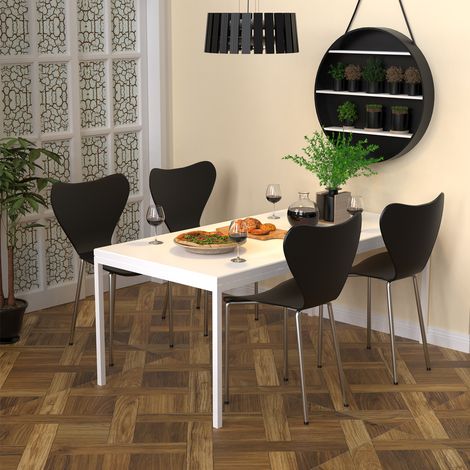 Lot de 4 Chaises Haut Dos Ergonomiques Professionnelles - Assise en PP Noir Résistant avec Pieds Chromés Argentés - Multi-Usage (Cuisine, Bureau, Salle de Réunion) - Design Moderne (1/5)