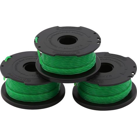 Lot de 3 - Bobine de rechange - Fil nylon - Déroulement automatique - Pour débroussailleuse - Vert - 2 mm x 6 m (1/5)
