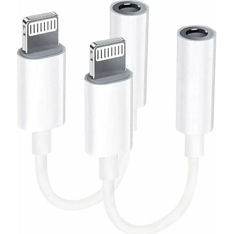 【2 Pack】Adaptateur Lightning vers jack 3,5 mm Adaptateur casque de certification MFI pour iPhone Séparateur de câble audio AUX Compatible avec iPhone 13/12/11/XS/XS Max/XR/ pour tous les systèmes iOS