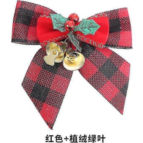5 pendentifs sapin de Noël avec clochettes et nœud de Noël H (1/4)