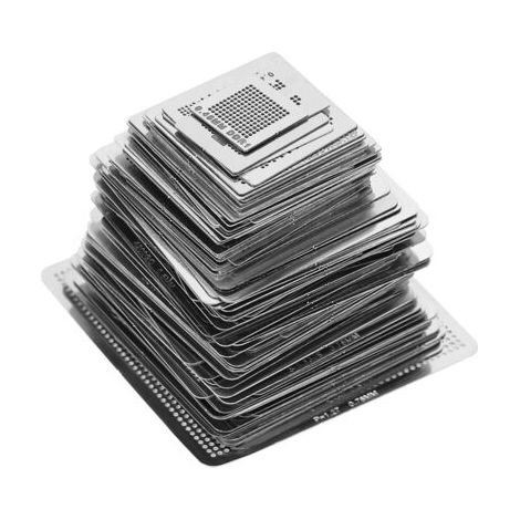 Kit de 130 pochoirs universels BGA pour le rebillage et la réparation, en acier, avec fixation à chaud directe