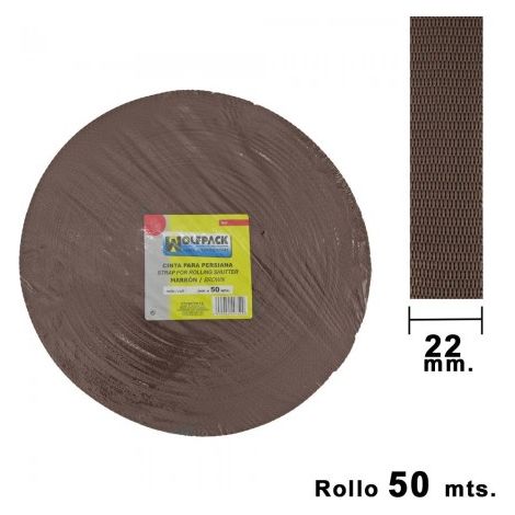 Ruban aveugle marron Wolfpack 22 mm. Rouleau 50 Mètres