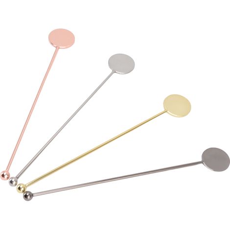 Lot de 4 bâtonnets mélangeurs en acier inoxydable pour cocktails, cafés et autres boissons, idéaux pour les restaurants et les salons de thé. (1/5)