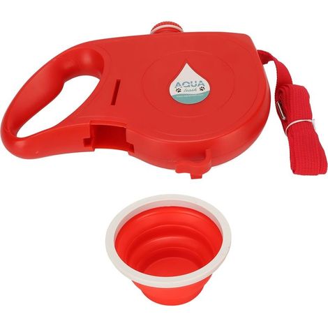 Laisse rétractable pour chien, bouteille d'eau intégrée à 360 degrés, chiot avec bol pliable, distributeur de sacs poubelles (1/5)