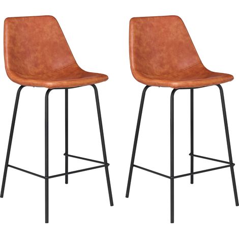 Pack de 2 taburetes de bar vintage naranja cognac de 65cm de altura LUCIEN (1/5)