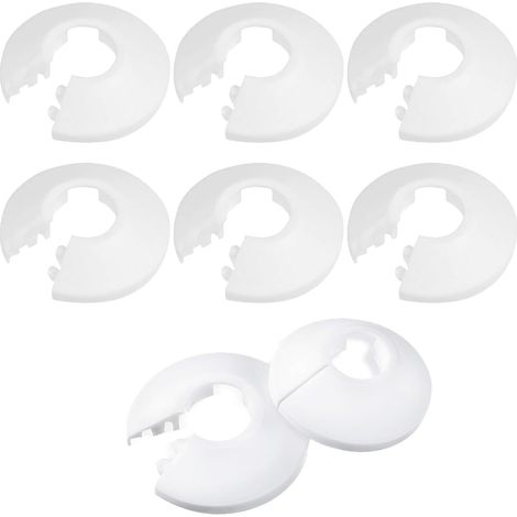 Lot de 8 cache-tuyaux en plastique pour radiateur - Blanc - Pour tuyau de radiateur de 15 mm de diamètre (1/5)