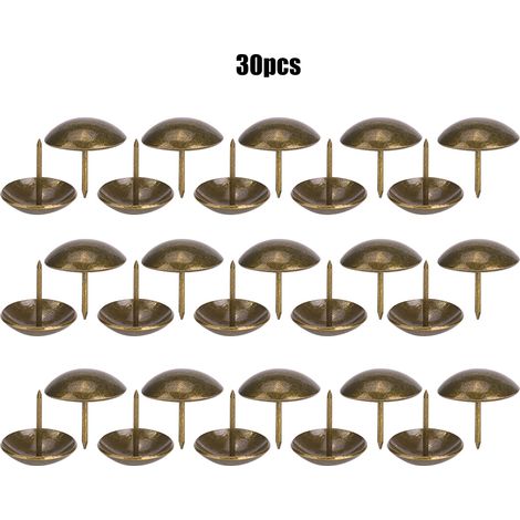 Punaises lisses et épaisses de 25 à 37 mm, punaises de canapé style ancien, punaises décoratives à tête ronde, rivets métalliques pour portes 25 x 25 mm (1/2)