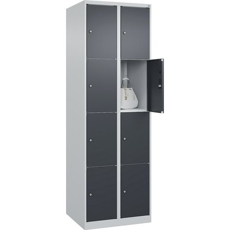 C+P, Vestiaire à 4 casiers Classic PLUS, 2 compartiments, gris (1/5)