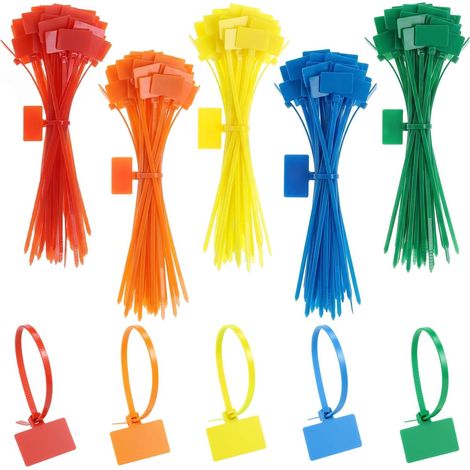 ® 250 Pcs 150 x 3mm Etiquette Cable Electrique Colorées en Plastique pour Bagages et Rxtincteur, 5 Couleurs Disponibles (1/5)