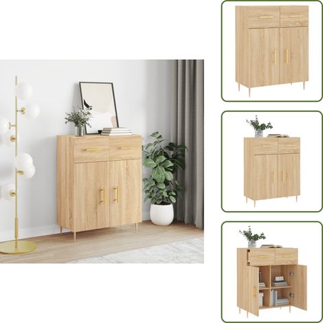 Sideboard Sonoma-Eiche 69,5x34x90 cm Holzwerkstoff - Sideboard - Wohnzimmermöbel - Holzmöbel - Eichefarben - Schreibtisch (1/5)
