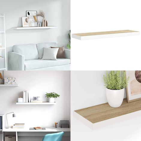 Schweberegal Eichen-Optik und Weiß 80x23,5x3,8 cm MDF - Schweberegal - Wandregal - Regal - Holzregal - Eicheneffekt - Home & Living (1/5)