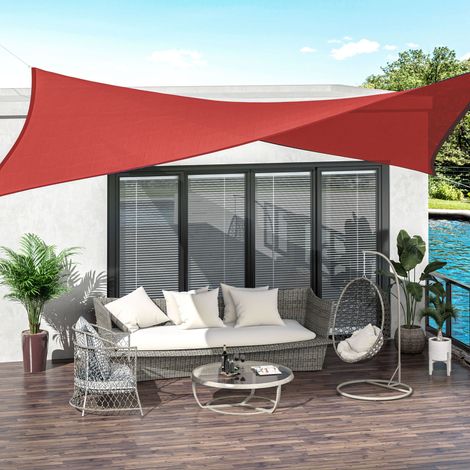 Voile ombrage 4×6m HDPE 185g/m² anti-UV, protection solaire jardin terrasse piscine balcon, brique terracotta, bâche déperlante