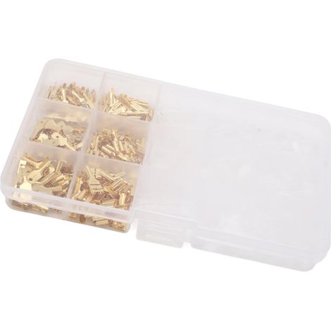 270-teiliges Messing-Crimp-Anschlussset, verschiedene Isolierhülsen, Kaltverpressung, 2,8 mm, 4,8 mm, 6,3 mm, Stecker und Buchsen (1/5)