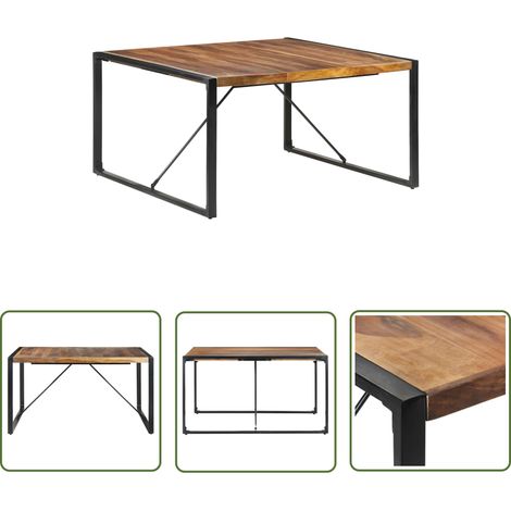 The Living Store Table à manger 140x140x75 cm bois massif - Table À Manger Industrielle - Table À Manger Bois Massif - Table À Manger Design - Table À Manger Acacia - Table À Manger Hévéa (1/5)