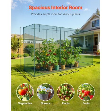 Cage à Culture Jardin 3,56x1,2x1,94 m Cage à Plantes avec Porte Zippée pour Tomates, Filet Anti Oiseaux Résistante au Vent Filet de… (1/5)