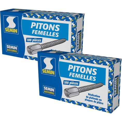 Semin – Pitons femelles pour faux plafond – Acier zingué – Longueur 55 mm – Boite de 100 (lot de 2) – Fixation tige filetée